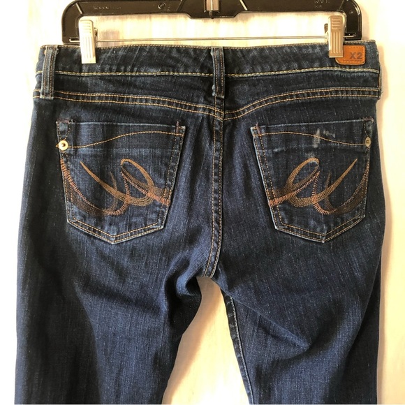 Express X2 skinny W01 ultra low rise jeans medium to dark wash size 6 reg - Picture 6 of 10